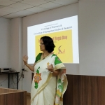 Ms. Vasudha Gore addressing audience on Yoga Day
